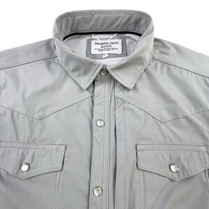 Diamond Cross Ranch Western Shirt Mens L Gray Pearl Snap Stretch Performance